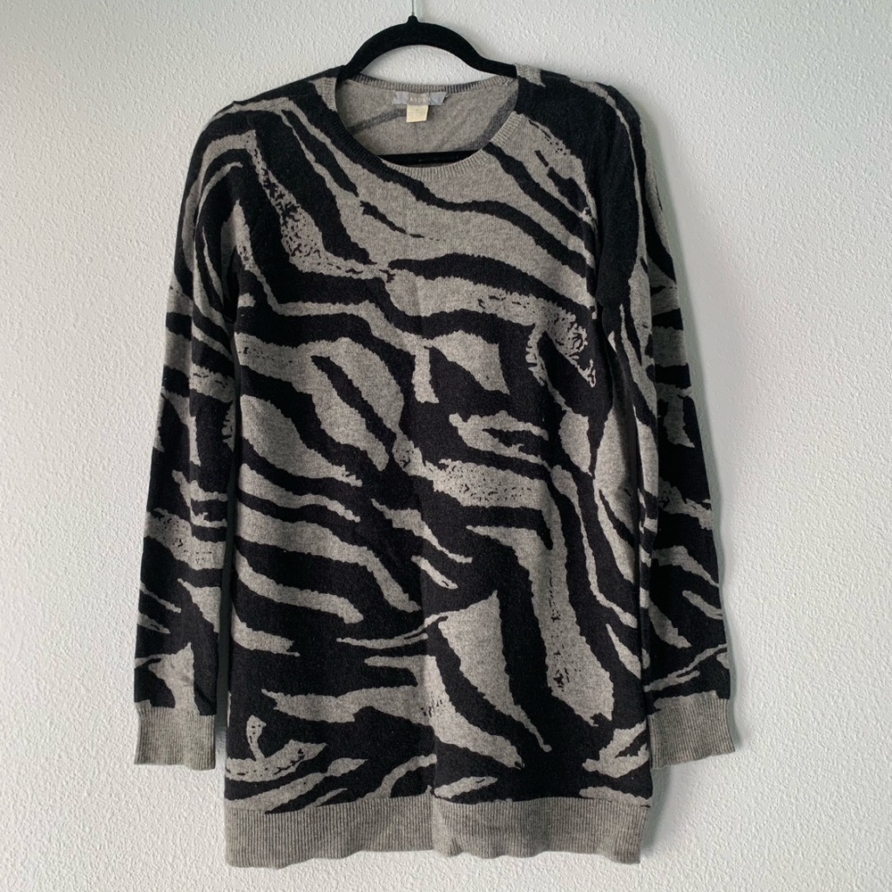 Hayden 100% Cashmere Zebra Print Sweater